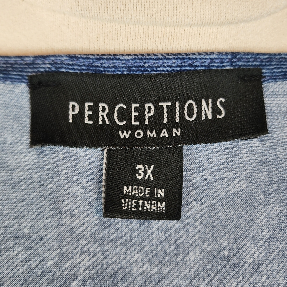 Preceptions Womans 3X Denim Blue Color Cropped Cardigan - Picture 7 of 10